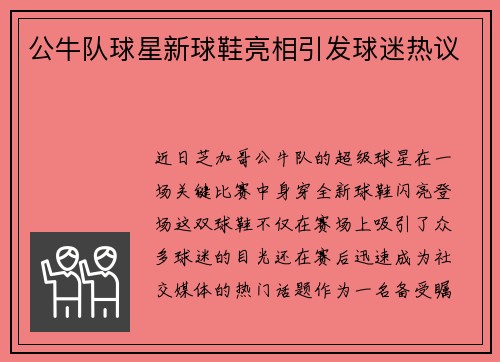 公牛队球星新球鞋亮相引发球迷热议